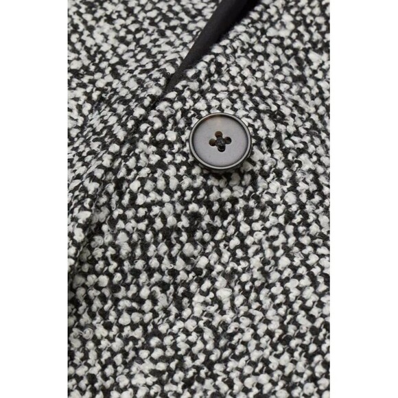 Women’s H&M Long Black White Herringbone Button Up Shacket Jacket Coat Medium - Picture 5 of 11